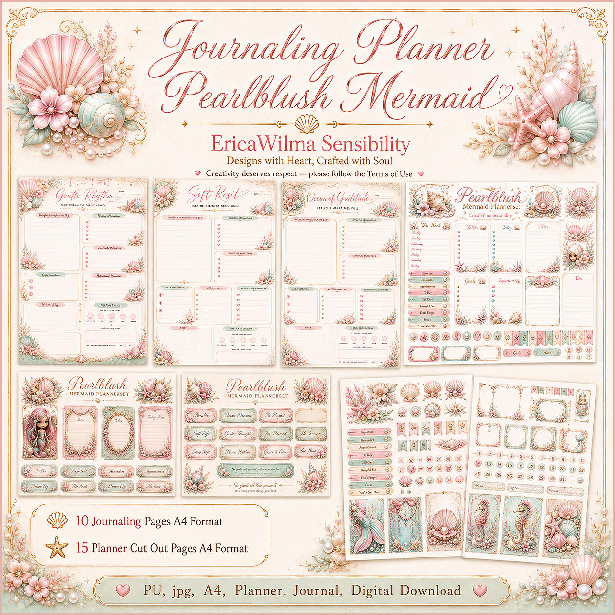 (image for) EW AI Journaling Planner Pearlblush Mermaid 2026